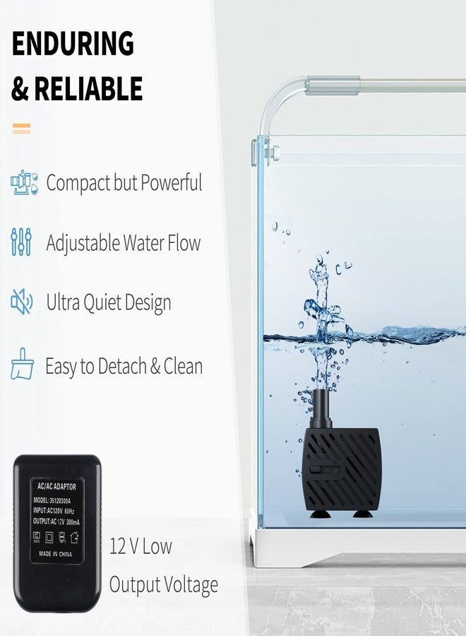 Uniclife Pet Replacement Pump 60 GPH 2W 2ft High Lift Quiet Pump for Smart Pet Fountains 12 V Compact Submersible Water Pump with 120 V Converter Adaptor for Nano Fish Tanks Bowls Up to 5 Gallons - Image 4